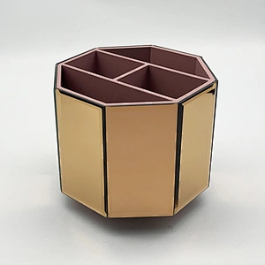 Glass 4 Compartments Rotating Makeup Brush Holder Cup Cosmetic Makeup Brush Lipsticks Eye Liners Organizer Holder