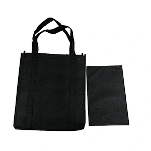 Promotional custom printed logo eco friendly black non woven shopping bags with cardboard