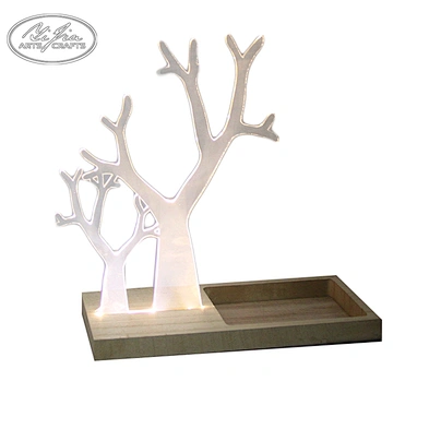 Wholesale fashion LED acrylic jewelry tree necklace bracelet pendant holder with tray