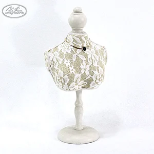 Customized mini gold lace fabric covered wooden jewelry mannequin displays set