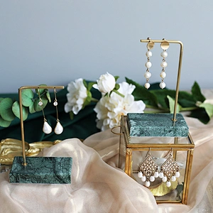 Earrings Shelf Display Rack Shop Creative European-Style Simple Marble Metal Household Earring Holder