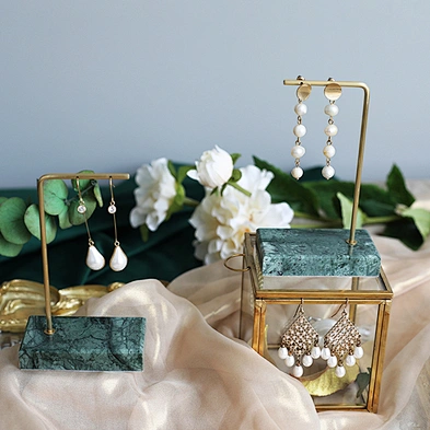Earrings Shelf Display Rack Shop Creative European-Style Simple Marble Metal Household Earring Holder