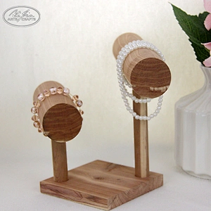 Wholesale Necklace Double Tier T-Bar Watch Bracelet Bangle Wooden Jewelry Display Stand