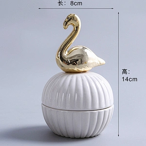 Nordic Style Golden Animal round ring jewelry box ceramic jewelry box