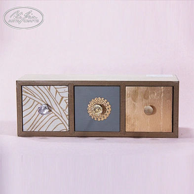 Cute decorative home organizer 3 drawers wooden storage box