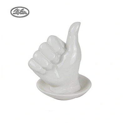 Wholesale white hand shaped ceramic jewelry ring holder