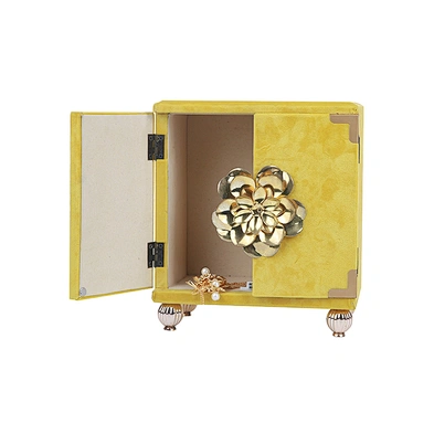 Custom Square Wood Jewelry Gift Box Velvet Yellow Jewelry Box Organizer