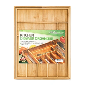 New Upgrade Expandable 7 to 9 compartments Bamboo Drawer Organizer