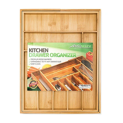 New Upgrade Expandable 7 to 9 compartments Bamboo Drawer Organizer