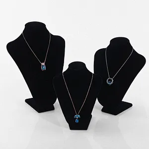 Black Velvet Diamond Jewelry Neck Display Stands
