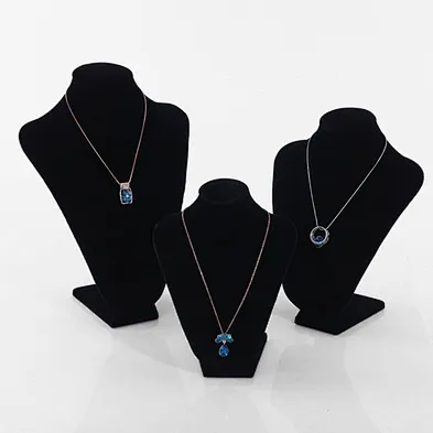 Black Velvet Diamond Jewelry Neck Display Stands