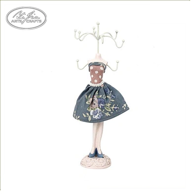 Vintage home decor doll jewelry fabric wooden display
