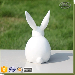 Home Decoration Tourist Souvenir White Rabbits Ceramic Gift Craft