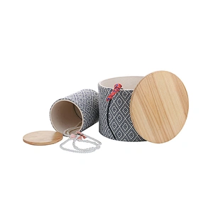 Wooden round jewelry storage box for necklace bracelet