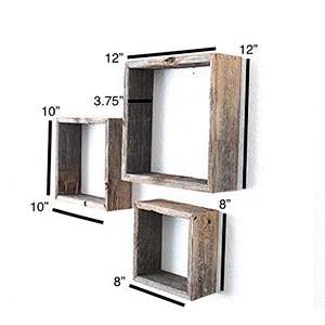 Reclaimed Wood Weathered Gray Rustic Open Box Shelve