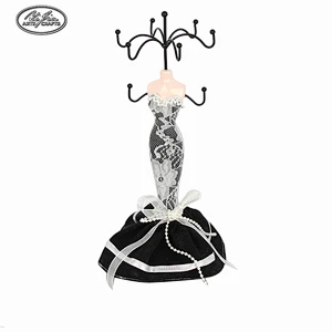 Wholesale black white lace dress fabric jewelry doll stand holder