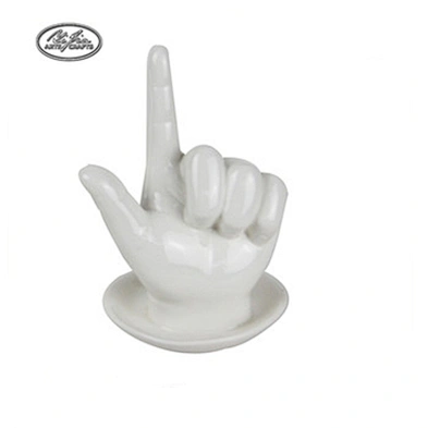 Wholesale white hand shaped ceramic jewelry ring holder