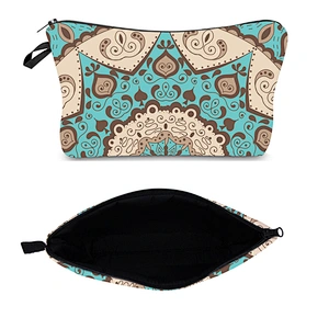 Fashion Cosmetic Bags 3D Printed Vintage Pattern Ladies Makeup Bag With Zipper