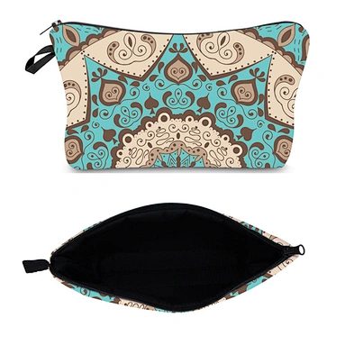 Fashion Cosmetic Bags 3D Printed Vintage Pattern Ladies Makeup Bag With Zipper