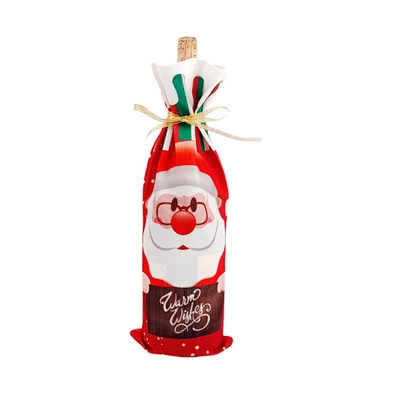 Home decor christmas wine bottle cover fabric christmas wine bottle cover