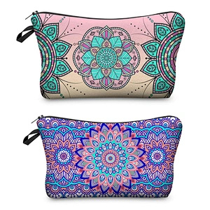 Fashion Cosmetic Bags 3D Printed Vintage Pattern Ladies Makeup Bag With Zipper