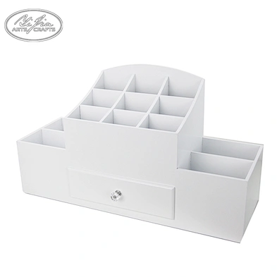 Wholesale customized classic white wooden makeup cosmetic organizer box with drawers