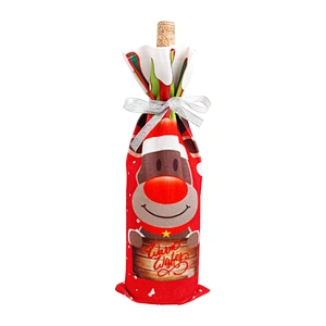 Home decor christmas wine bottle cover fabric christmas wine bottle cover