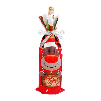 Home decor christmas wine bottle cover fabric christmas wine bottle cover