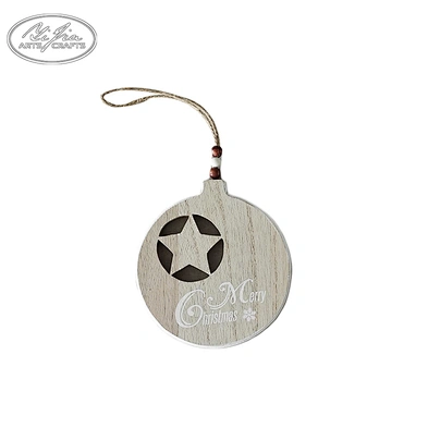 Wholesale decorations DIY hanging wooden craved round tags christmas balls custom christmas baubles