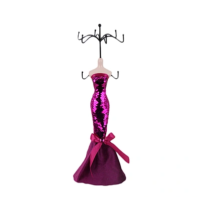 Blue sequins Fabric Mannequin Lady Jewelry Holder