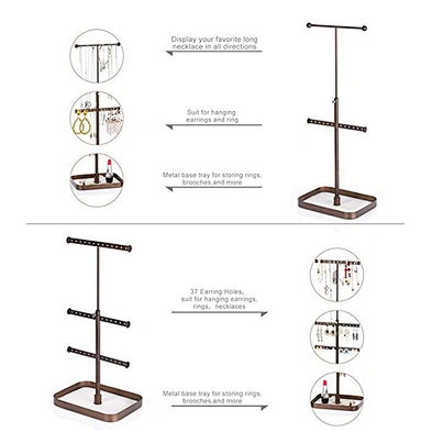 Adjustable Height Jewelry Stand Organizer Necklace Organizer Display Custom Jewelry Displays