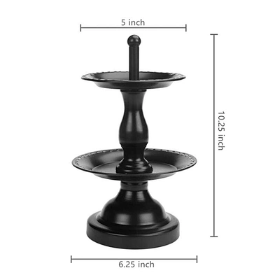 2-Tier Fountain Style Black Earring Hanger Jewelry Ring Dish Jewelry Stand