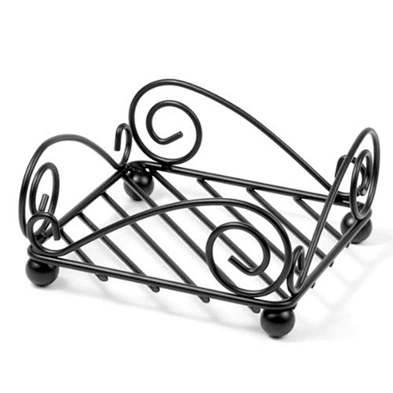 Black Metal Scroll Flat Napkin Holder