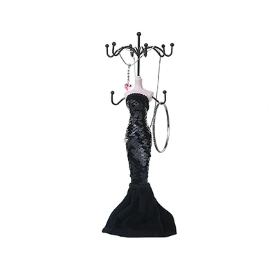 Blue sequins Fabric Mannequin Lady Jewelry Holder