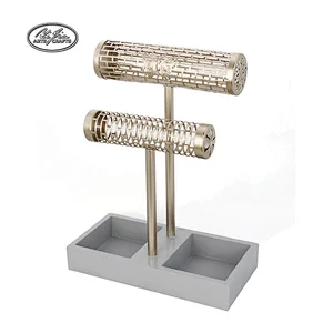 Elegant simple double T-bar necklace bracelet jewelry stand organizer with ring tray jewelry display for necklaces