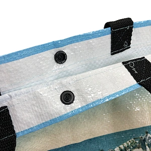 Customized printing recycle pp woven shopping bag with ribbon handle