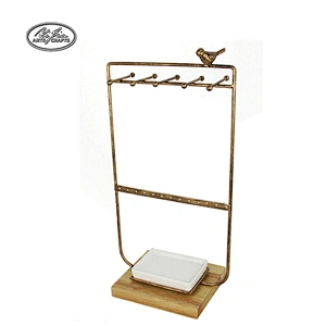 Customized metal jewelry necklace display with tray