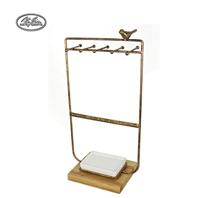 Customized metal jewelry necklace display with tray