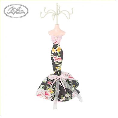 Wholesale black white lace dress fabric jewelry doll stand holder