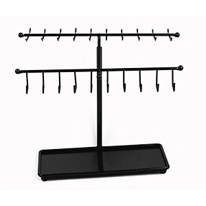 Adjustable height black metal 30 hook jewelry display rack stand jewelry rack