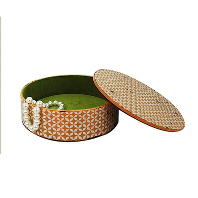OEM service velvet&MDF round custom jewelry box