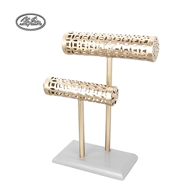 Fashion customized 2 tier t-bar metal jewelry stand display holders