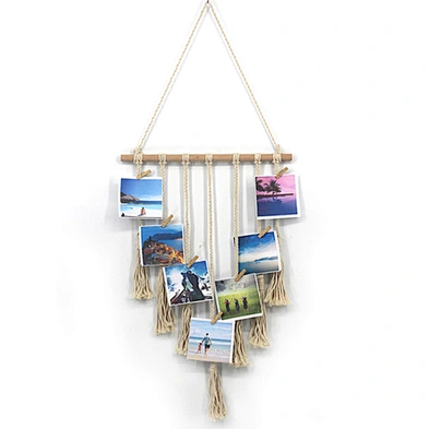 Home Decoration Fringe wall hanging wooden hanging DIY multi collage photo display