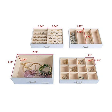 Leather Huge Mirrored Jewelry Box Watch Organizer Necklace Ring Earring Storage Lockable Gift Case Jewelry Cabinet