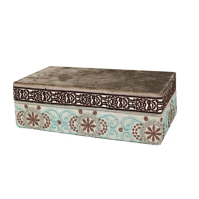 Customized vintage rectangular velvet jewelry box