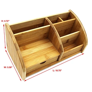 Office School Home household desktop storage natural wood bamboo desktop organizer with drawer