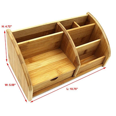 Office School Home household desktop storage natural wood bamboo desktop organizer with drawer