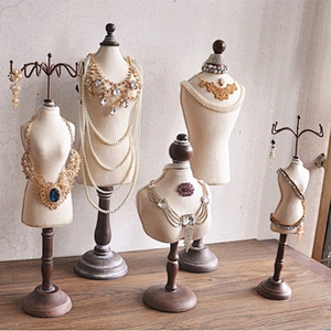 Wooden jewellery mannequin, jewellery holder for displaying necklaces