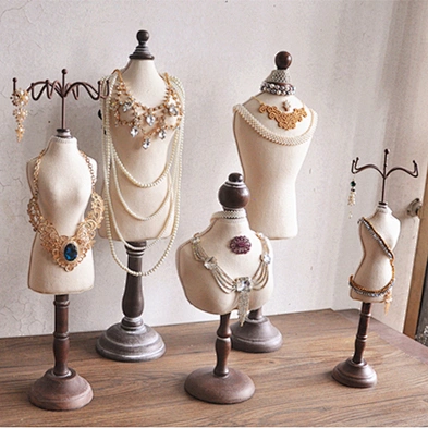 Wooden jewellery mannequin, jewellery holder for displaying necklaces