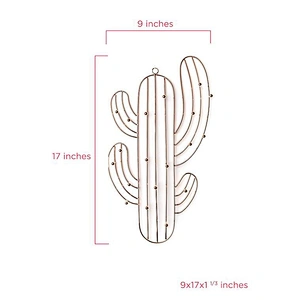 Customized cactus shaped gold wall mounted jewelry organizer for necklaces bracelets earrings